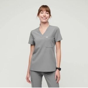 Figs One Pocket Caterina Dark Space Grey Scrub Top Size XXL